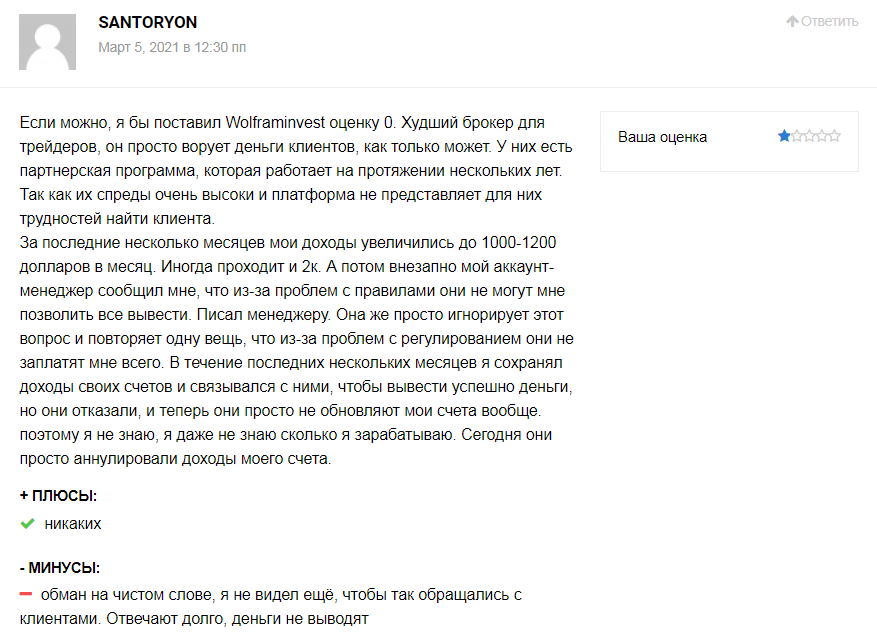 WolframInvest отзывы